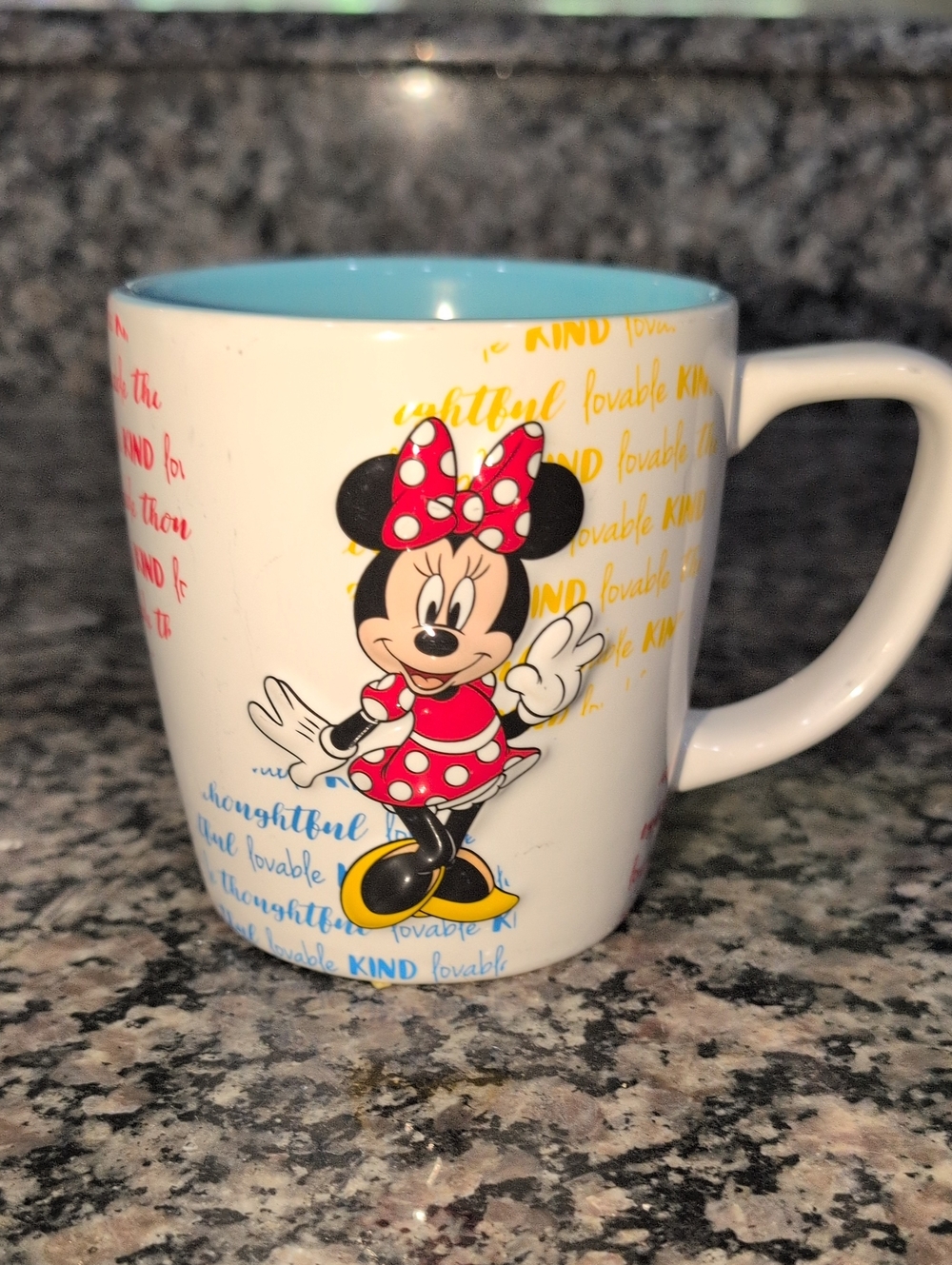 Disney Minnie Mouse Ceramic Mug - White with Red, Black & Light Blue